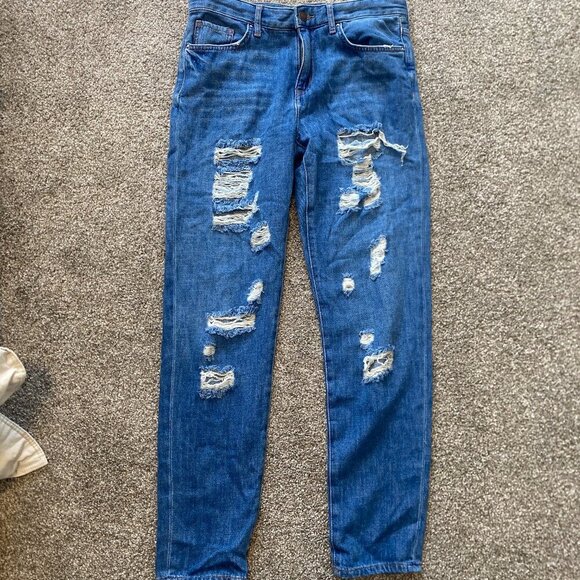 Forever 21 Ripped Denim Mid Rise Distressed Jeans Women's Size Small (25) - Picture 1 of 3